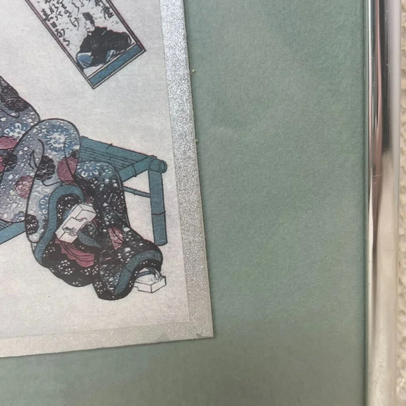 Vintage Geisha Woodblock Print on Paper Wall Art - Picture 7 of 8